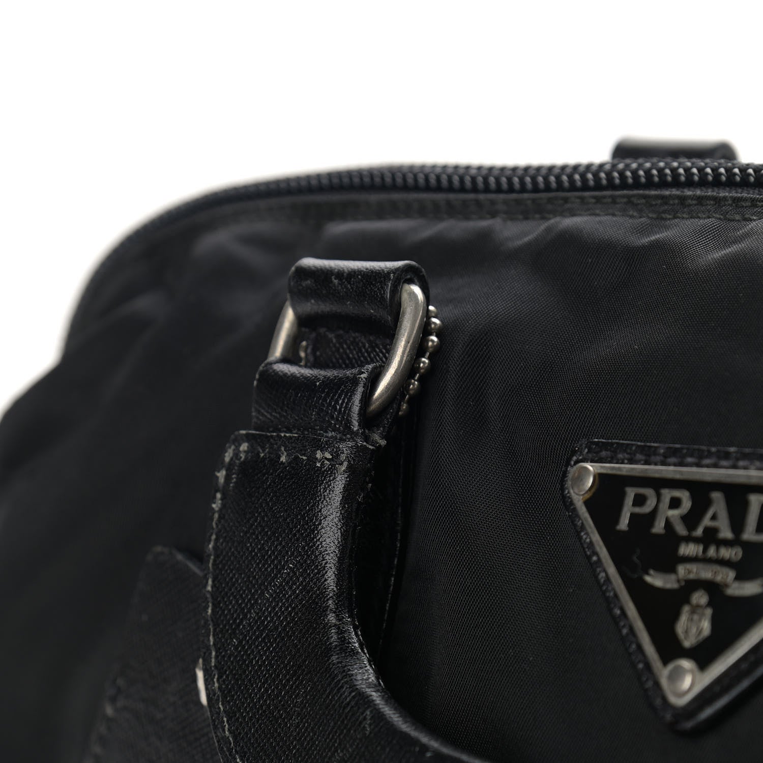Prada Tessuto Nylon Saffiano Top Handle Bag Black 11 of 14