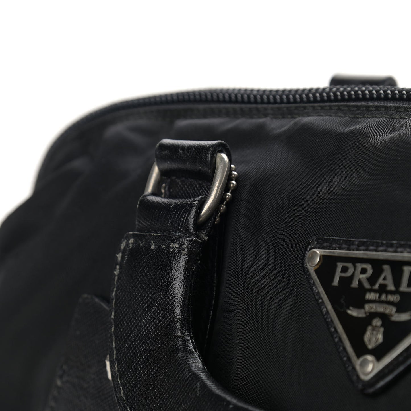 Tessuto Nylon Saffiano Top Handle Bag Black