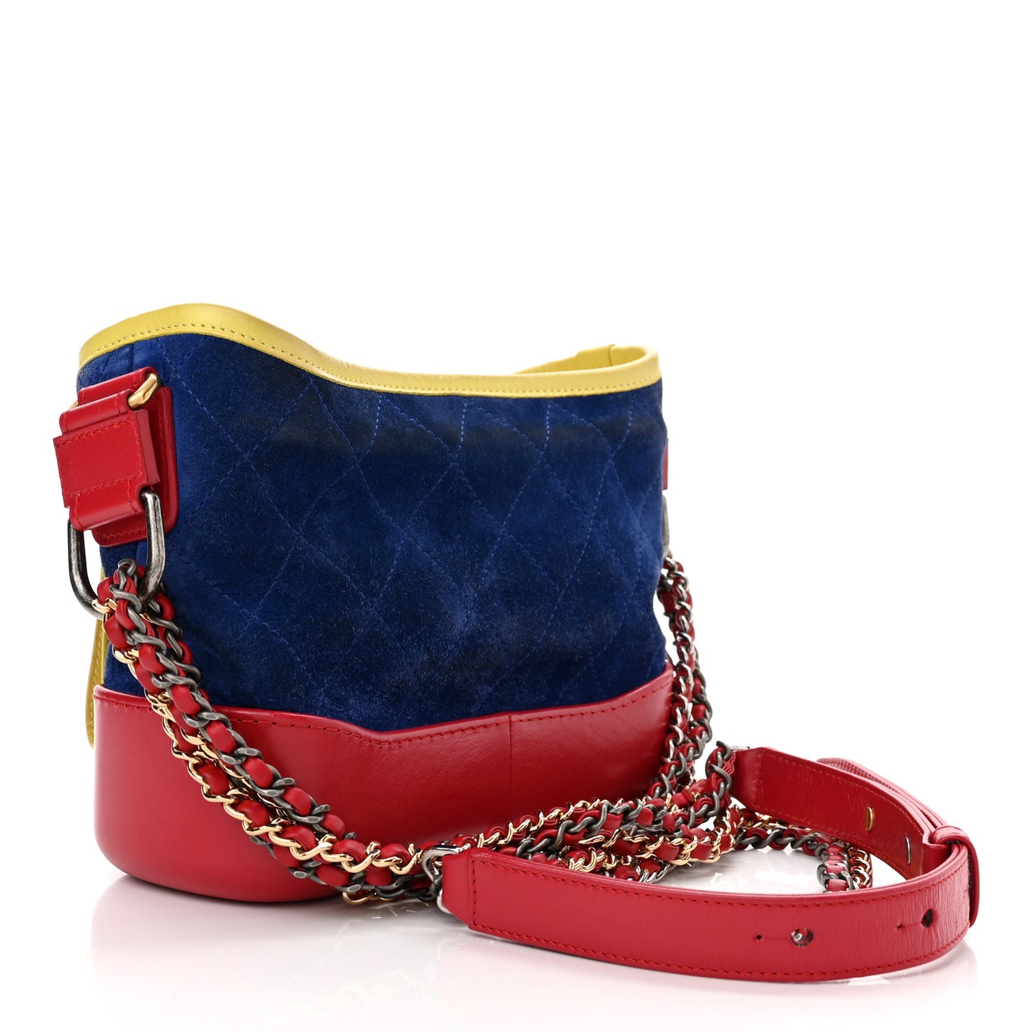 Suede Calfskin Quilted Small Gabrielle Hobo Red Blue Yellow