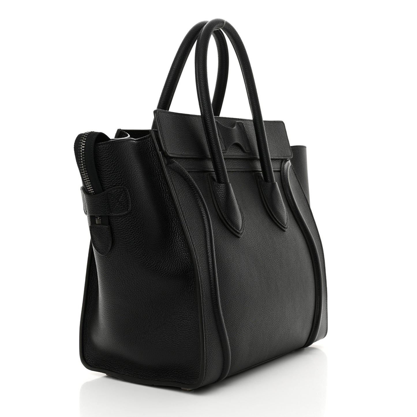 Drummed Calfskin Mini Luggage Black