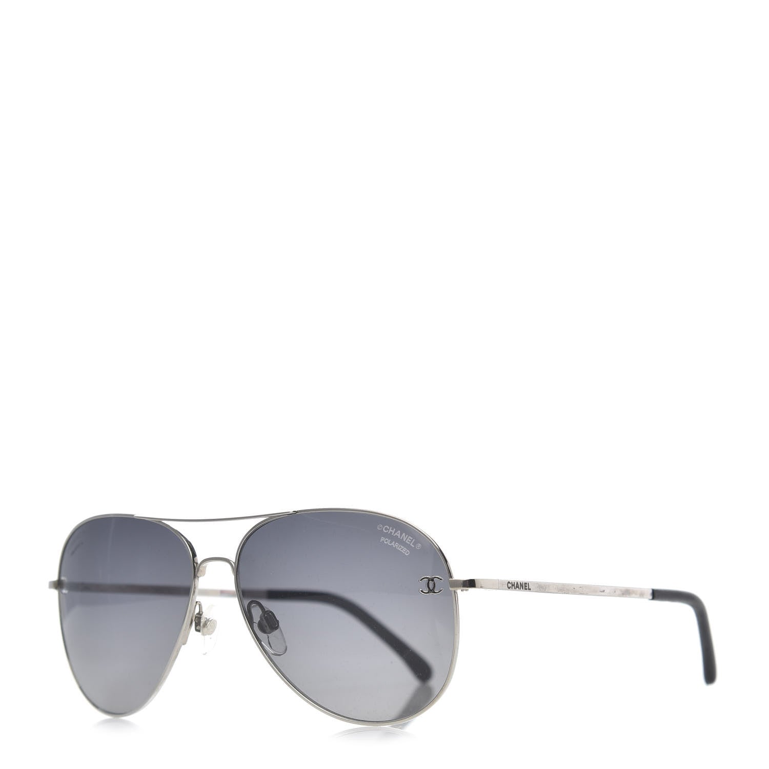 Chanel Polarized CC Aviator Sunglasses 4186-T-Q Silver 1 of 8