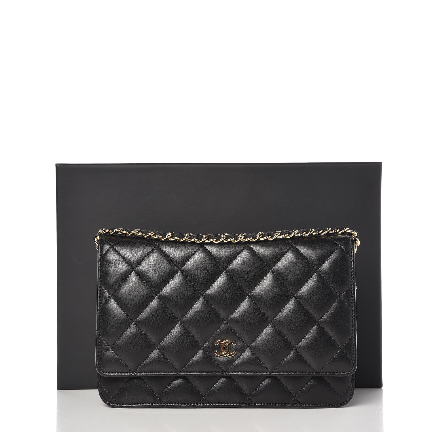 Chanel Lambskin Quilted Wallet On Chain WOC Black 9 of 9
