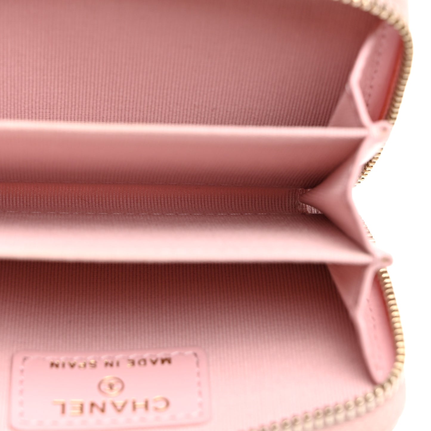 Caviar Quilted Zip Coin Purse Light Pink