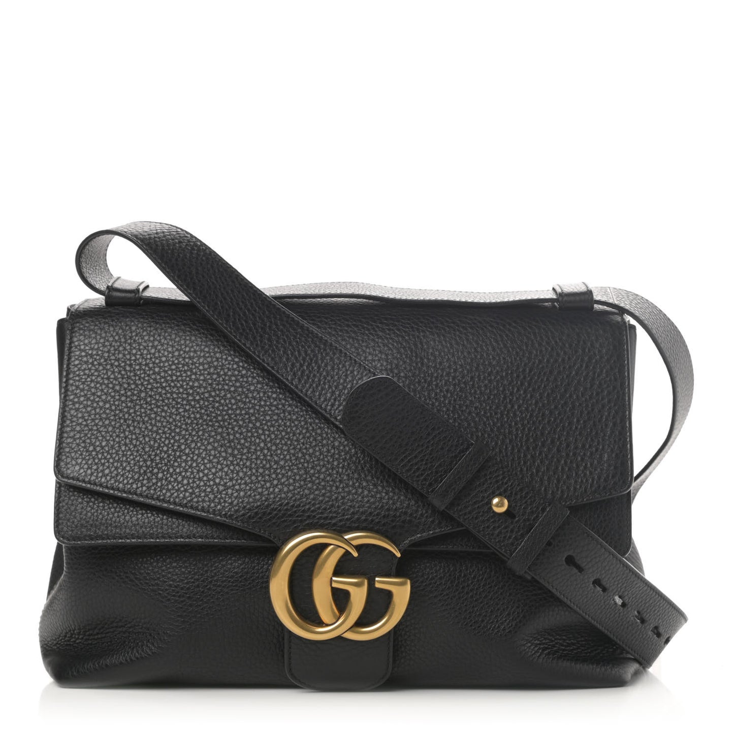 Calfskin Large GG Marmont Shoulder Bag Black