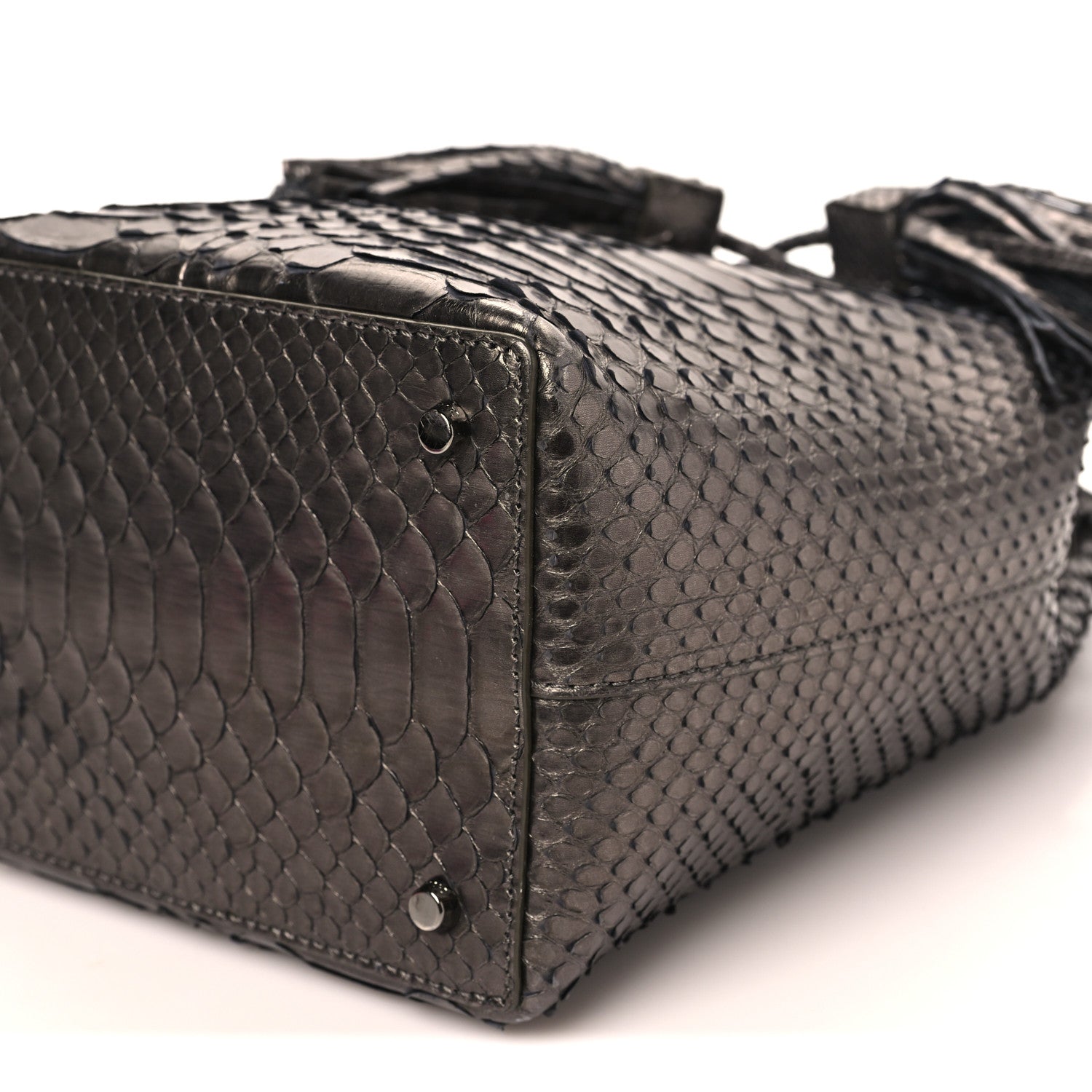 Tom Ford Metallic Snakeskin Small Double Tassel Bucket Bag Silver 11 of 11