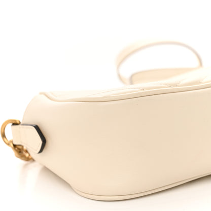 Gucci Calfskin Matelasse Small GG Marmont Chain Shoulder Bag White 9 of 10