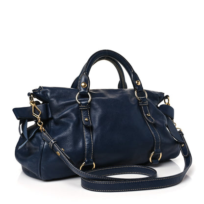 Miu Miu Vitello Lux Bow Tote Bleuette 3 of 17