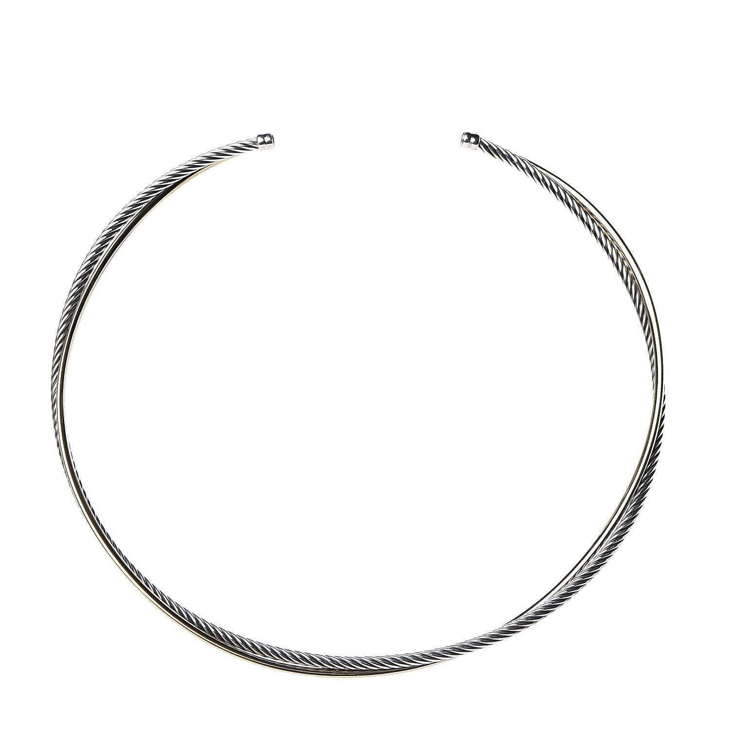 David Yurman Sterling Silver 18K Yellow Gold 4mm Crossover Cable Choker Necklace 1 of 4