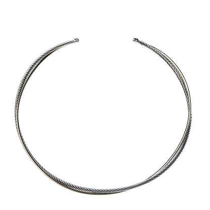 David Yurman Sterling Silver 18K Yellow Gold 4mm Crossover Cable Choker Necklace 1 of 4