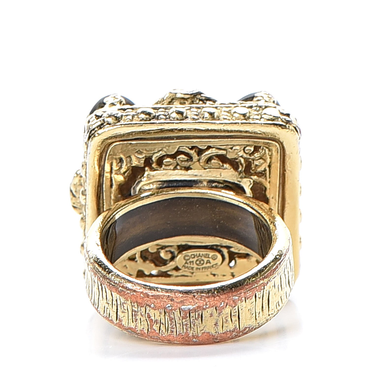 Chanel Gripoix Pearl CC Ring 5.5 Brown Gold 4 of 7