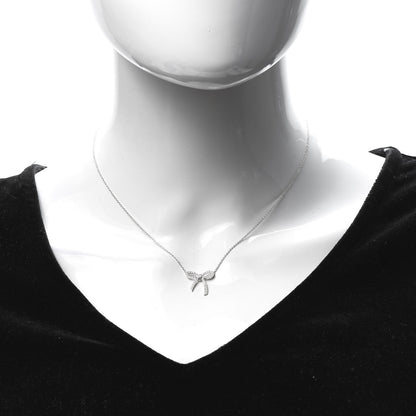 Tiffany Platinum Diamond Mini Bow Pendant Necklace 2 of 6