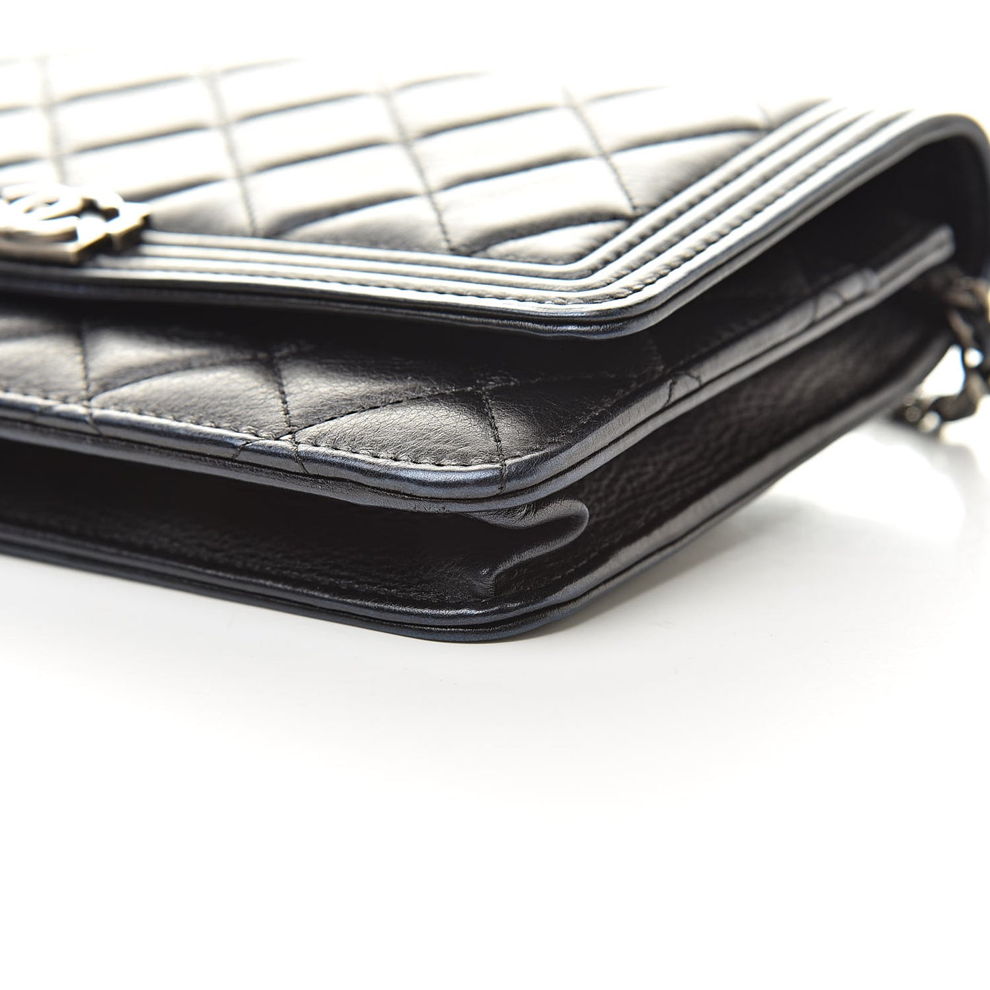 Aged Calfskin Calfskin Quilted Boy Wallet On Chain WOC Black