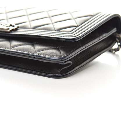Chanel Aged Calfskin Calfskin Quilted Boy Wallet On Chain WOC Black 12 of 13
