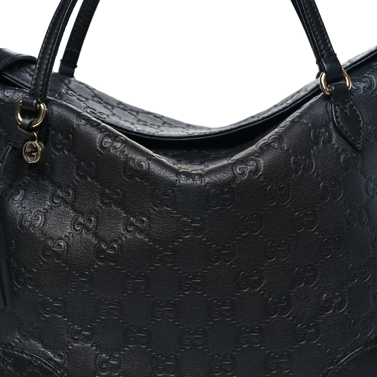 Gucci Guccissima Medium Bree Foldover Tote Black 8 of 13