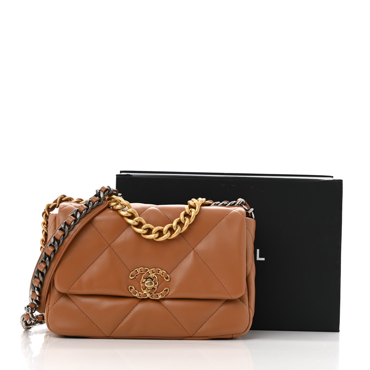 Chanel Lambskin Quilted Medium Chanel 19 Flap Brown 11 of 11