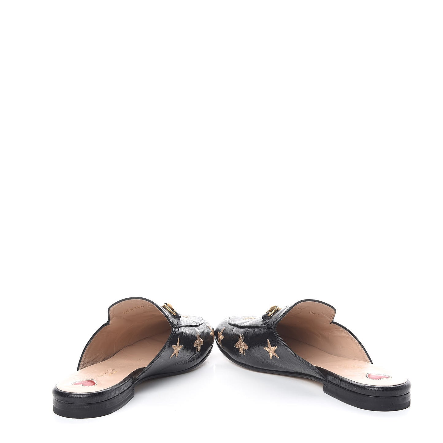 Goatskin Bee Star Embroidered Womens Princetown Slippers 37 Black