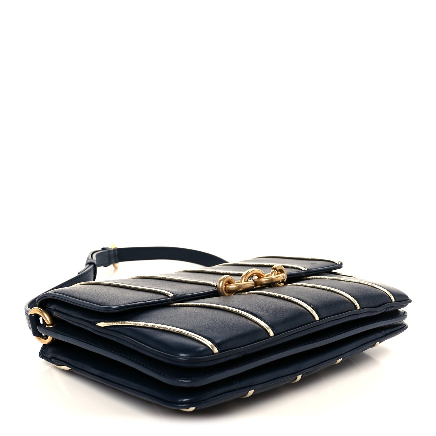 Lambskin Quilted Le Maillon Satchel Marine