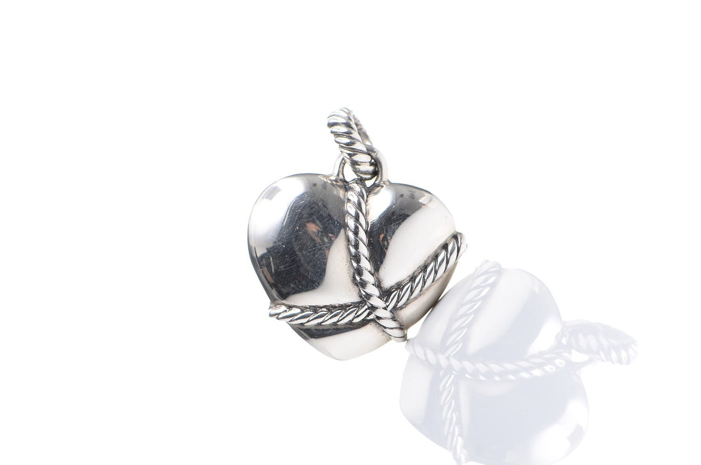 Sterling Silver Cable Heart Pendant