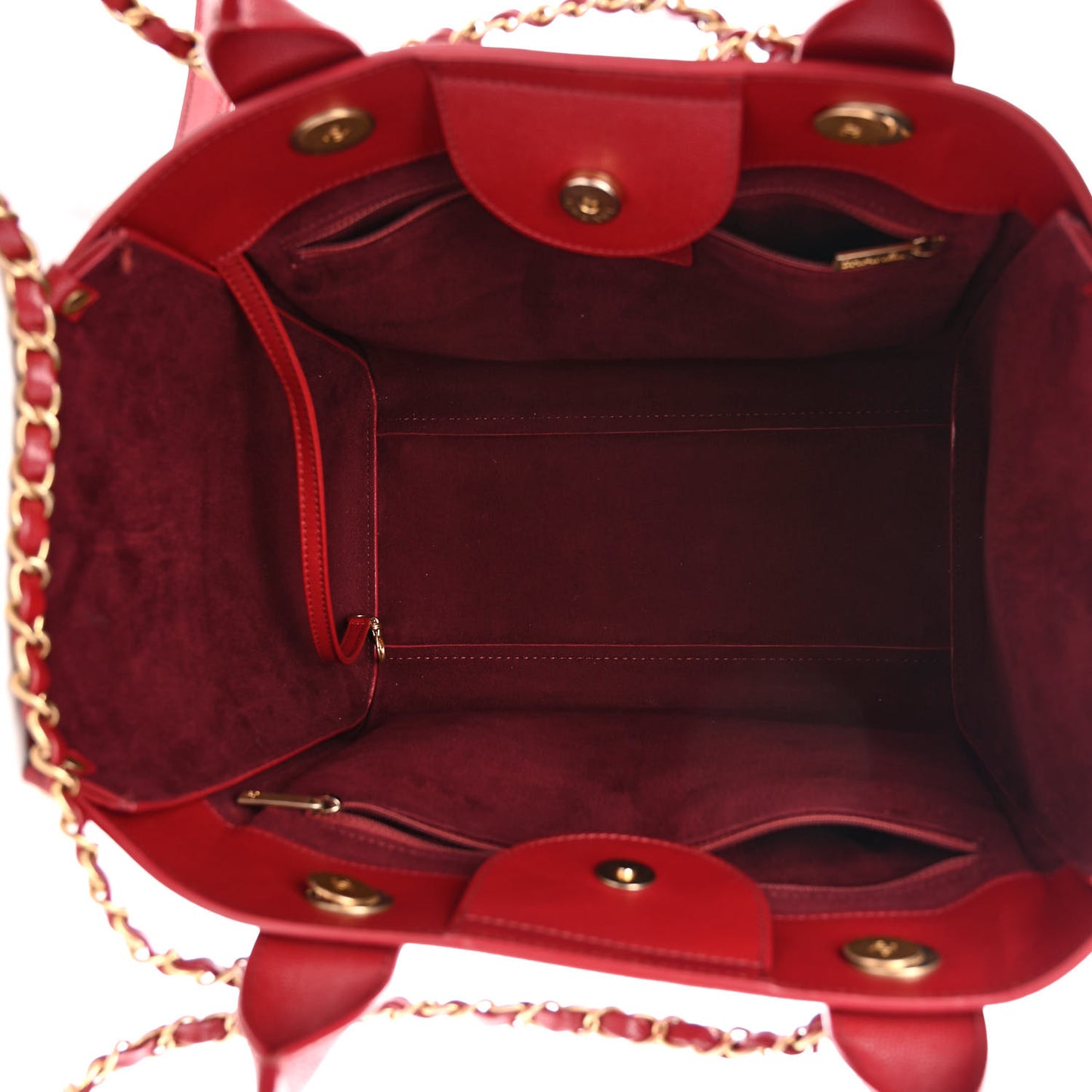 Caviar Small Studded Deauville Tote Red