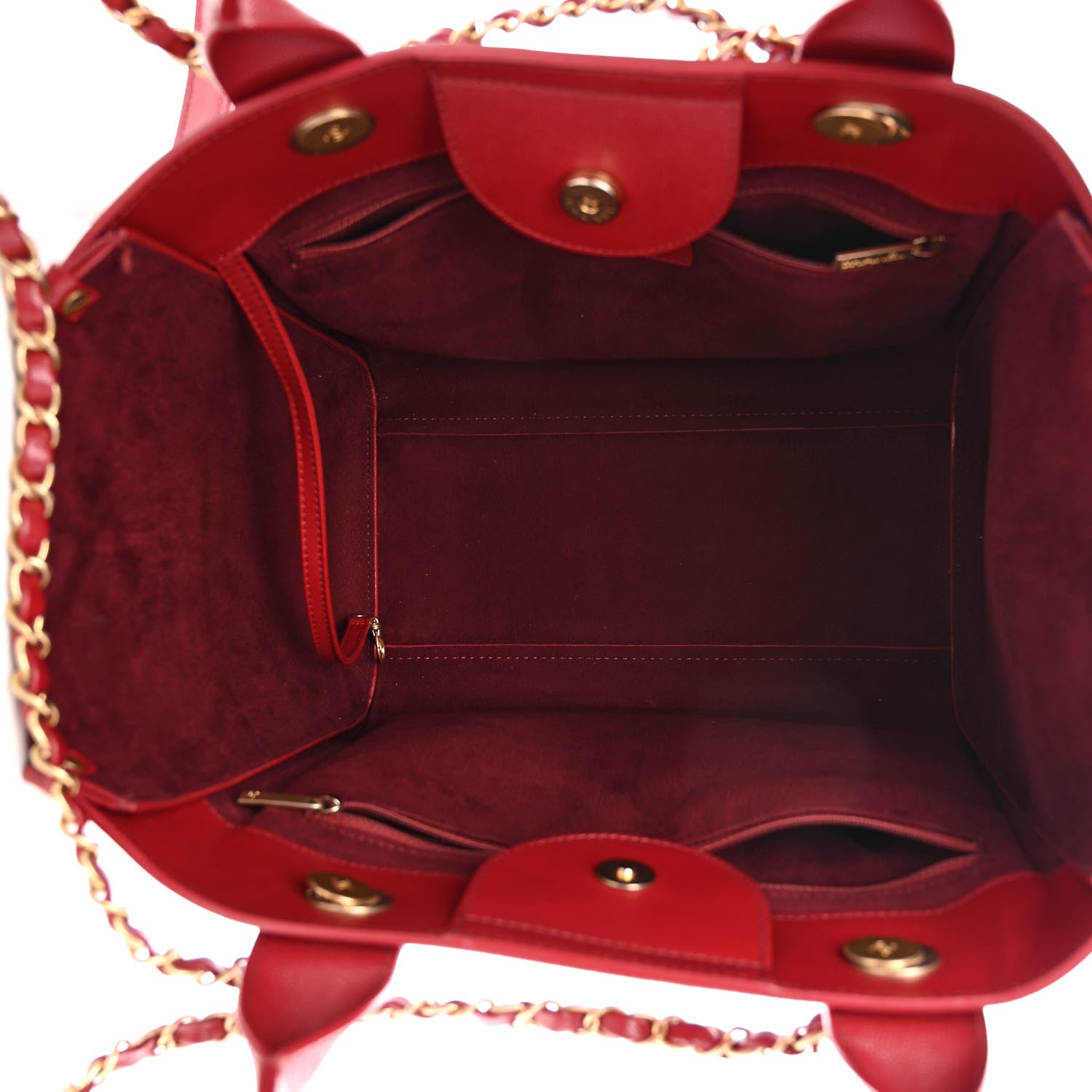 Chanel Caviar Small Studded Deauville Tote Red 5 of 10