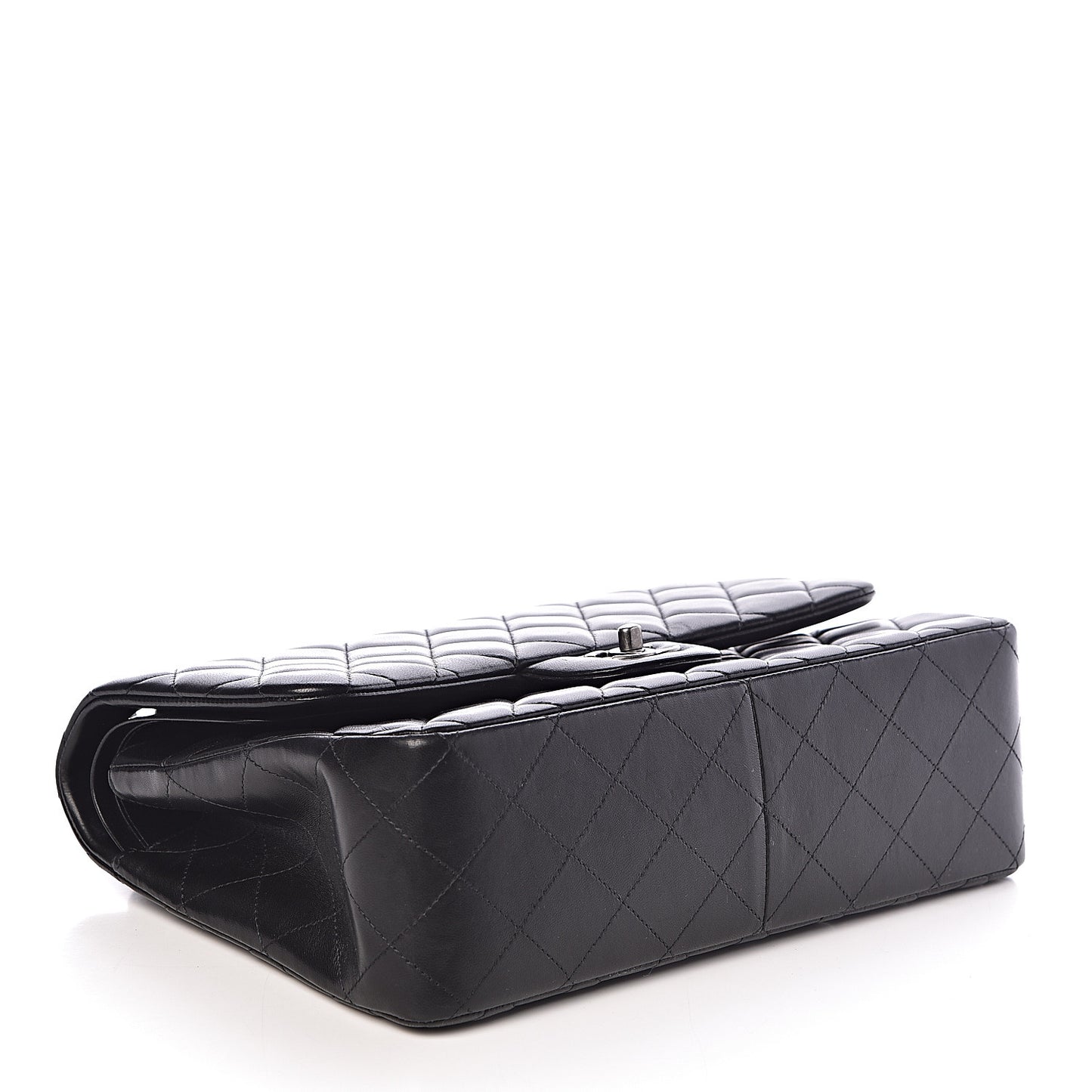 Lambskin Quilted Jumbo Double Flap Black