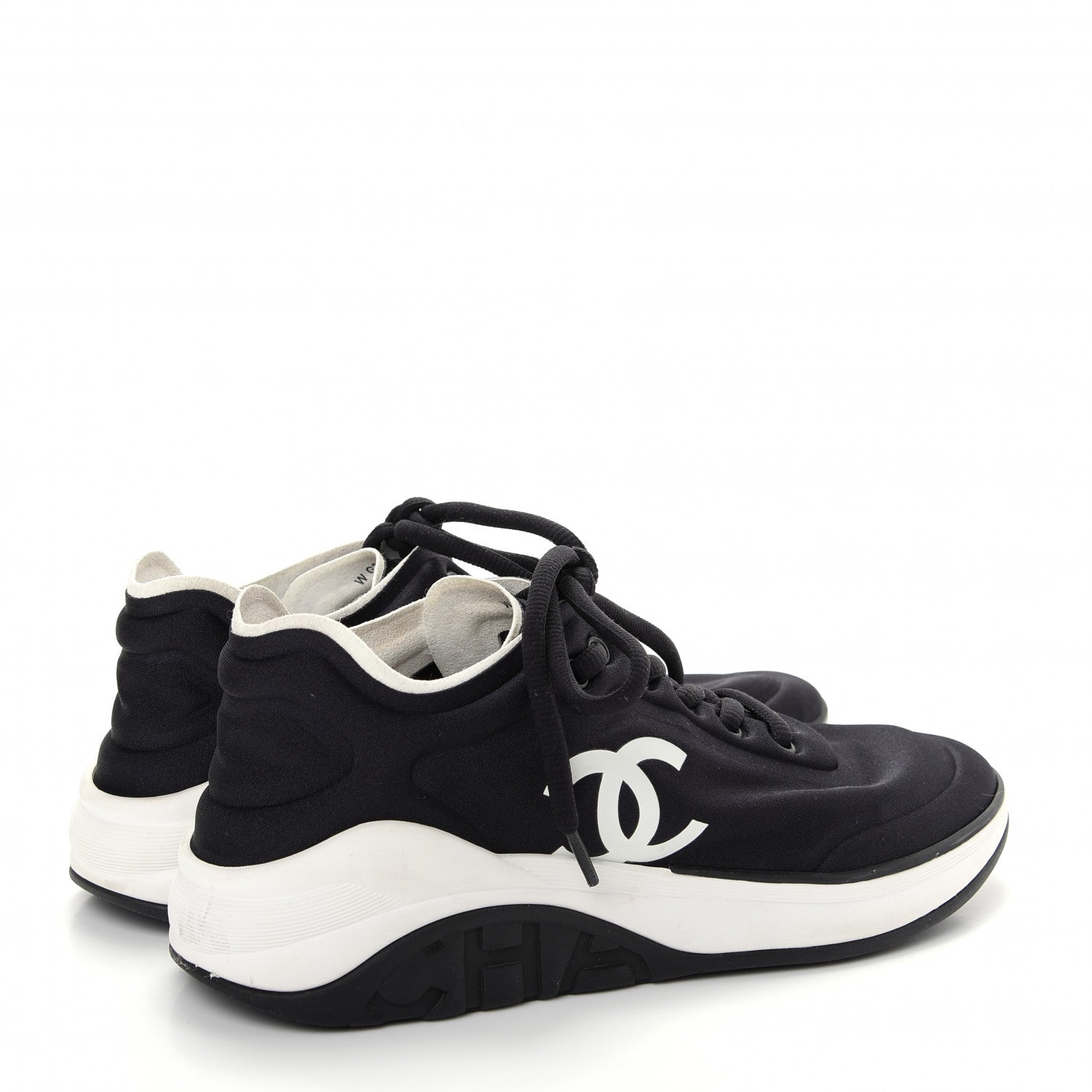 Chanel Lycra Womens CC Sneakers 38 Black 4 of 10