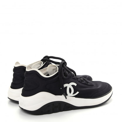 Chanel Lycra Womens CC Sneakers 38 Black 4 of 10