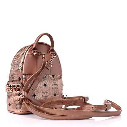 MCM Metallic Visetos Studded X-Mini Bebe Boo Backpack Champagne Gold 3 of 12