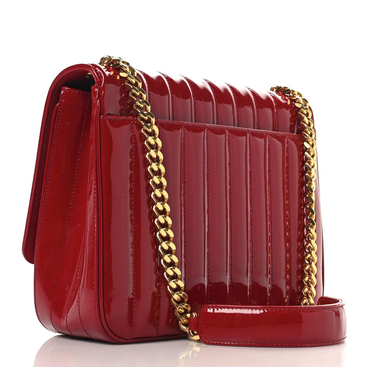 Patent Matelasse Monogram Large Vicky Chain Bag Rouge Eros