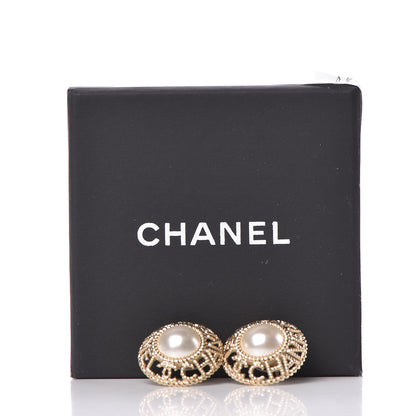 Chanel Pearl CC Round Rope Logo Earrings Gold 6 of 6