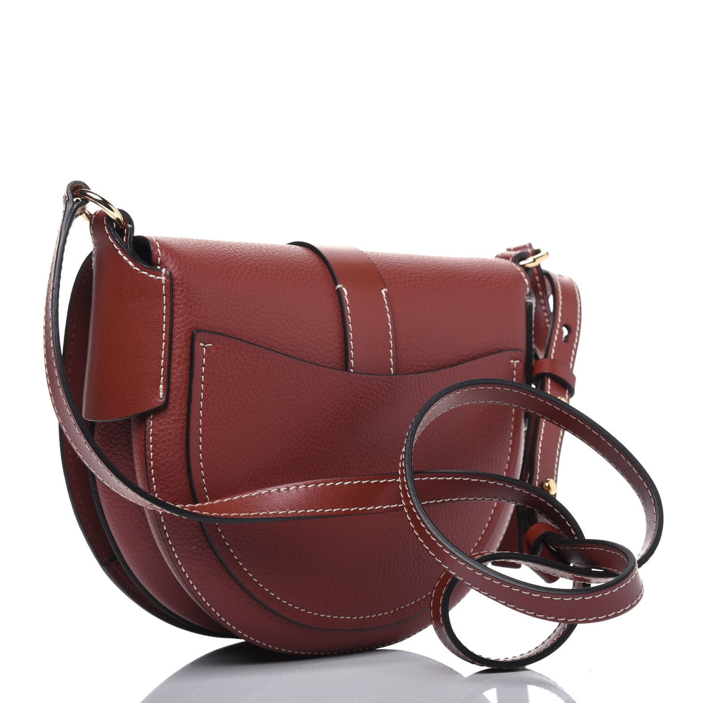 Grained Calfskin Small Darryl Saddle Crossbody Bag Sepia Brown