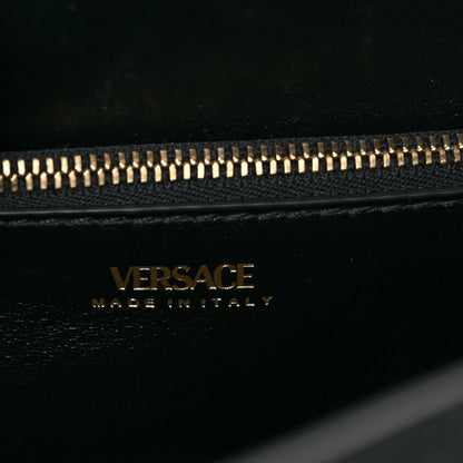 Versace Calfskin Medusa Whipstitch Medium La Medusa Top Handle Handbag Black White 6 of 7