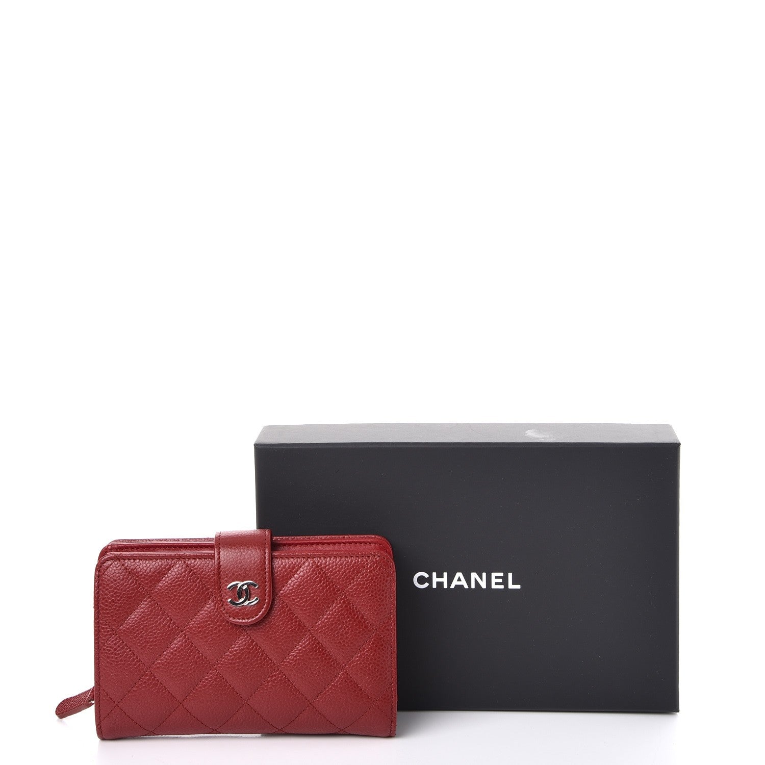 Chanel Caviar Quilted Zipped Pocket Wallet Red 9 of 9