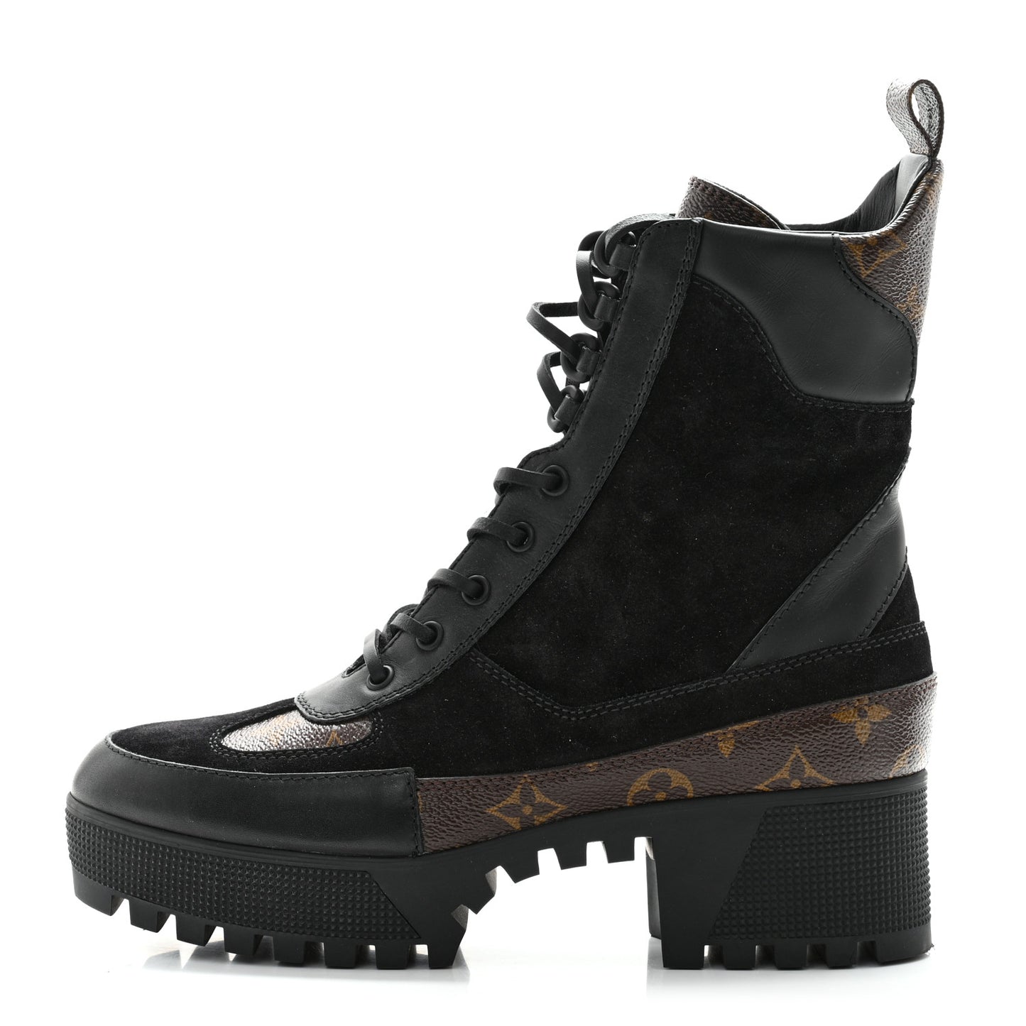 Suede Calfskin Monogram Laureate Platform Desert Boots 40 Black
