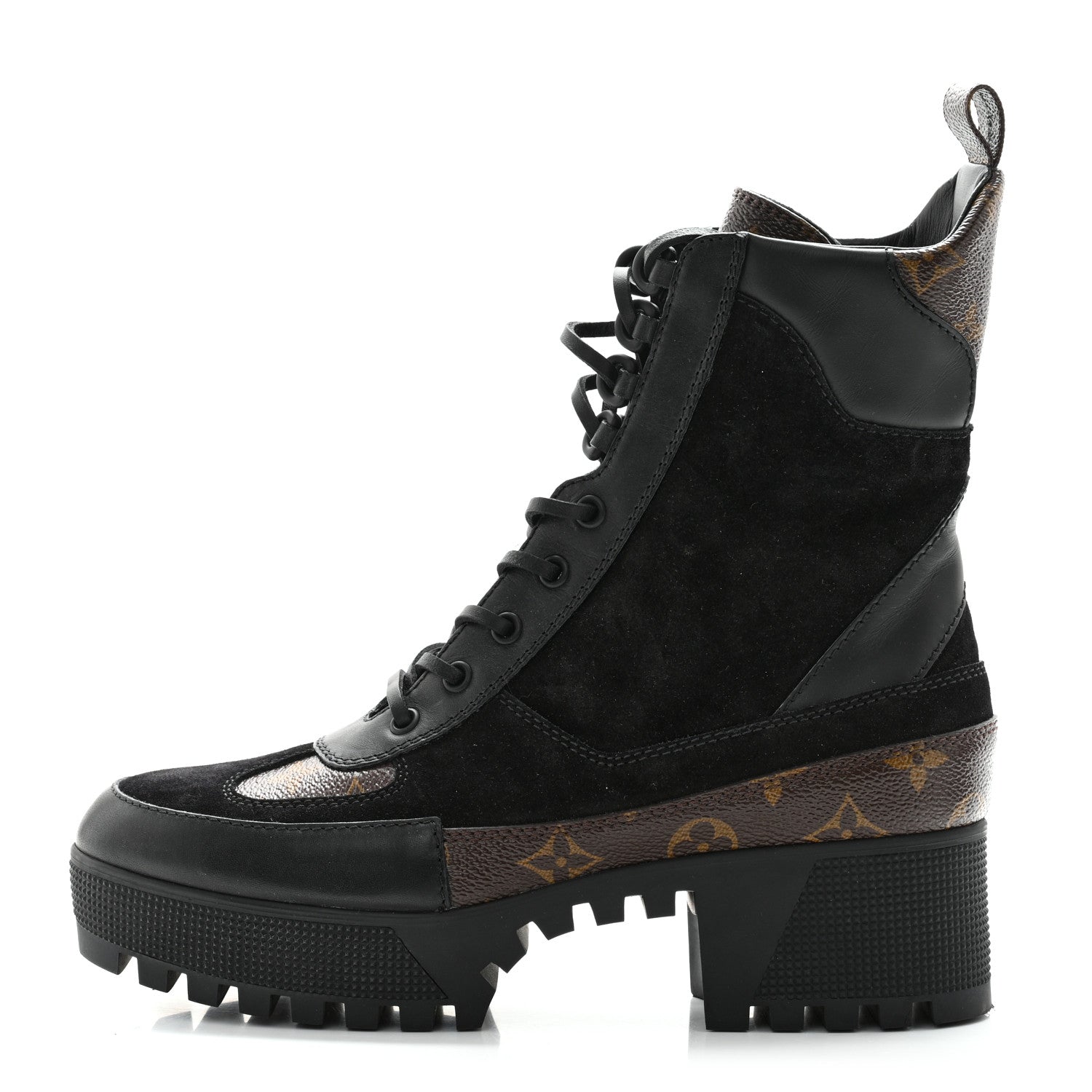 Louis Vuitton Suede Calfskin Monogram Laureate Platform Desert Boots 40 Black 1 of 9