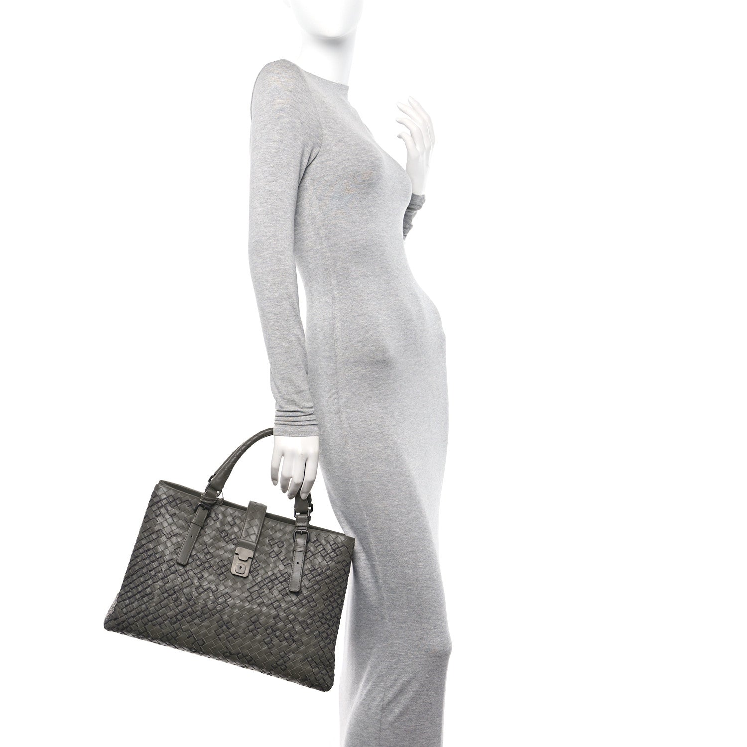 Bottega Veneta Nappa Intrecciato Stitched Medium Roma Tote Grey 2 of 13