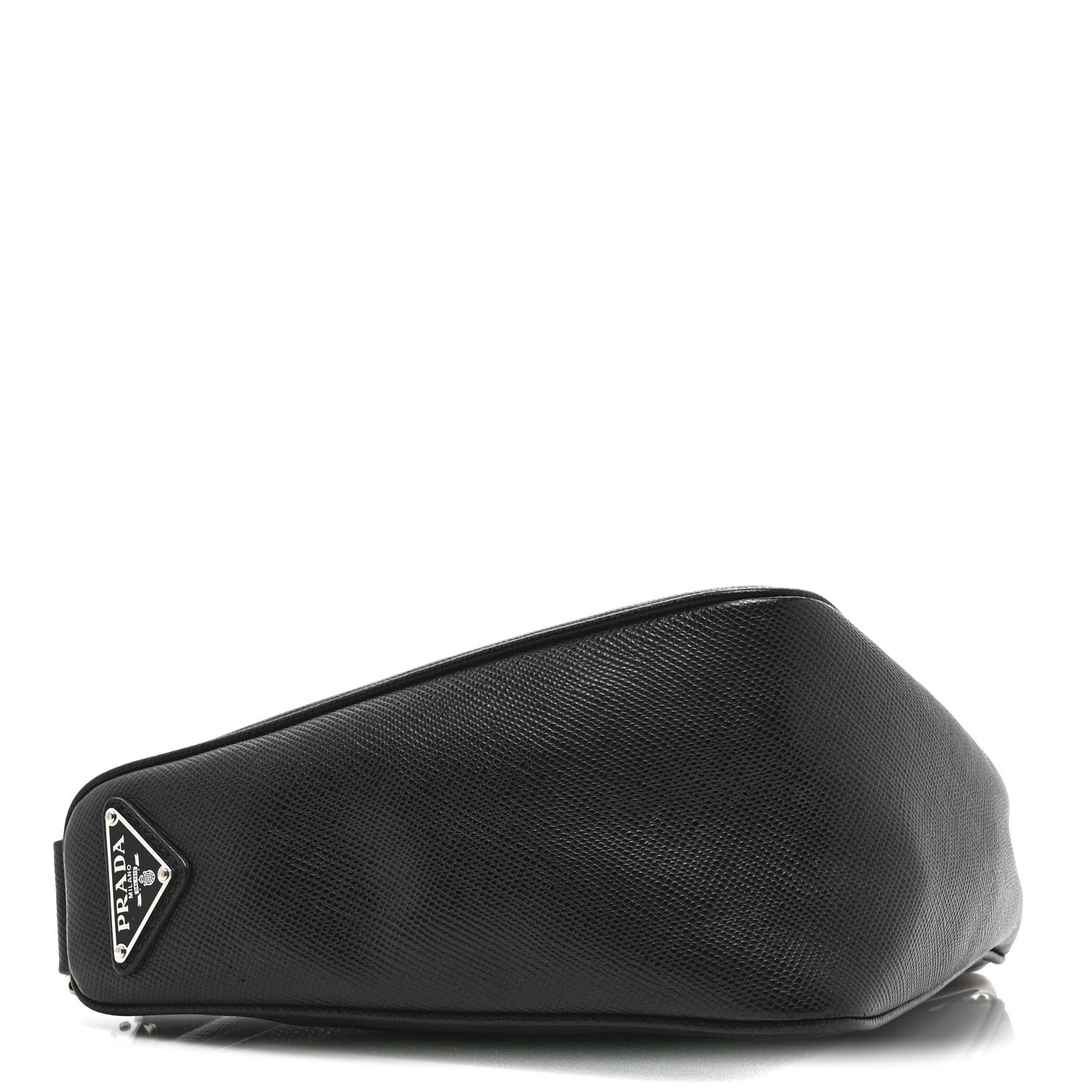 Prada Saffiano Cuir Triangle Logo Embossed Triangle Shoulder Bag Black 8 of 18