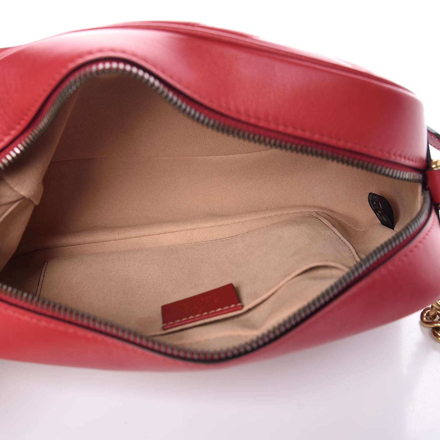 Calfskin Matelasse Small GG Marmont Chain Shoulder Bag Hibiscus Red