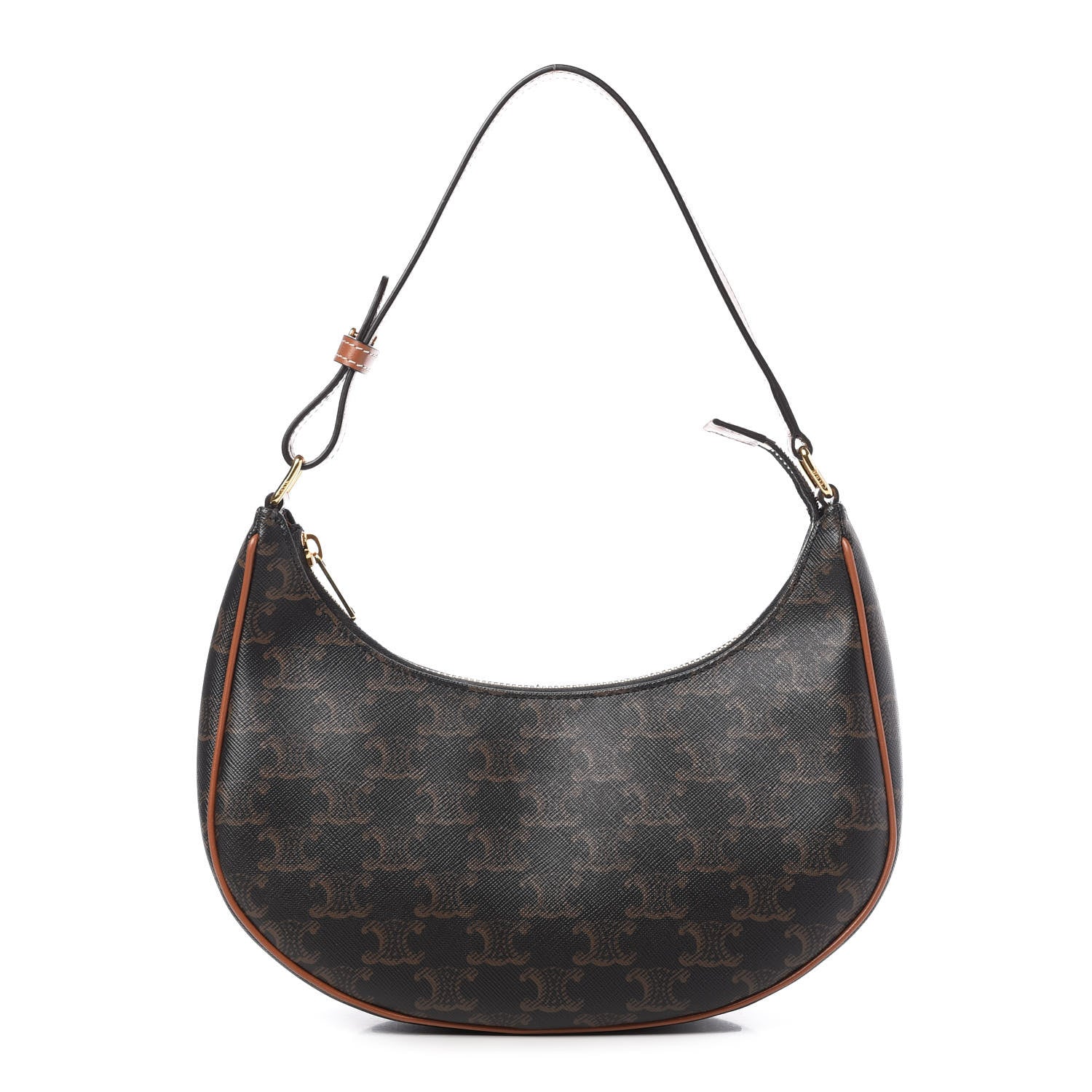 Celine Triomphe Canvas Calfskin Ava Shoulder Bag Tan 1 of 10