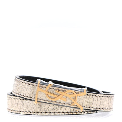 Saint Laurent Metallic Calfskin Double Wrap Bracelet Gold 1 of 6