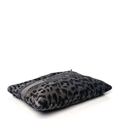 Christian Dior Canvas Embroidered Mizza Diortravel Zipped Pouch Black Grey 4 of 8