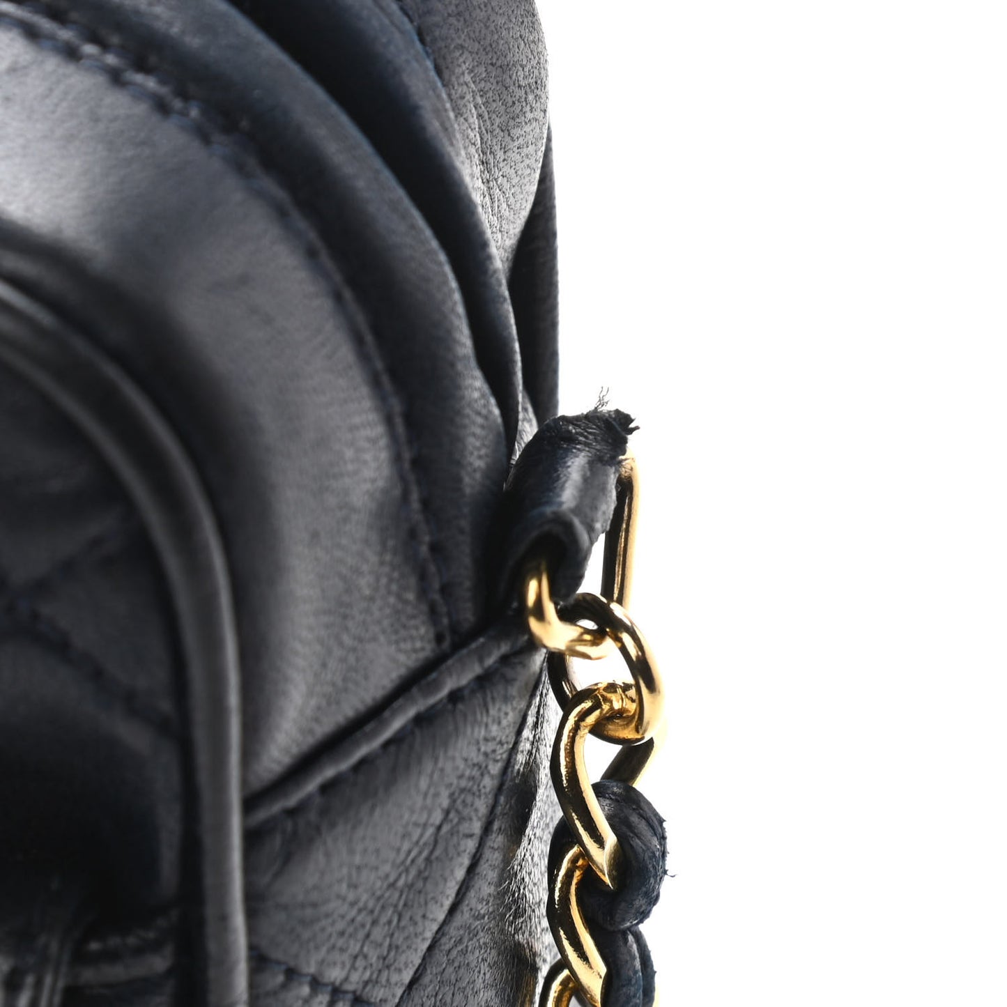 Lambskin Quilted Tassel Camera Case Navy