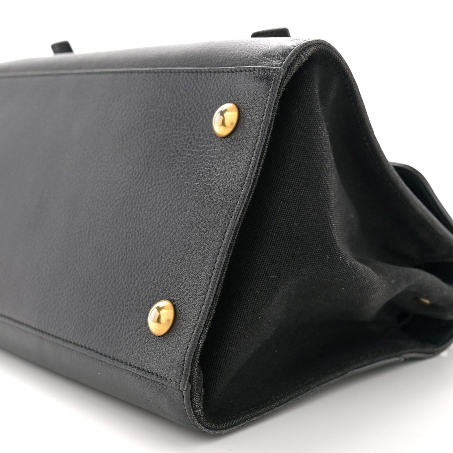 Calfskin Canvas Small Muse Two Black