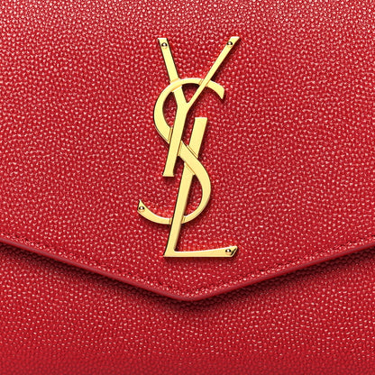 Saint Laurent Grain De Poudre Uptown Chain Wallet Red 8 of 10