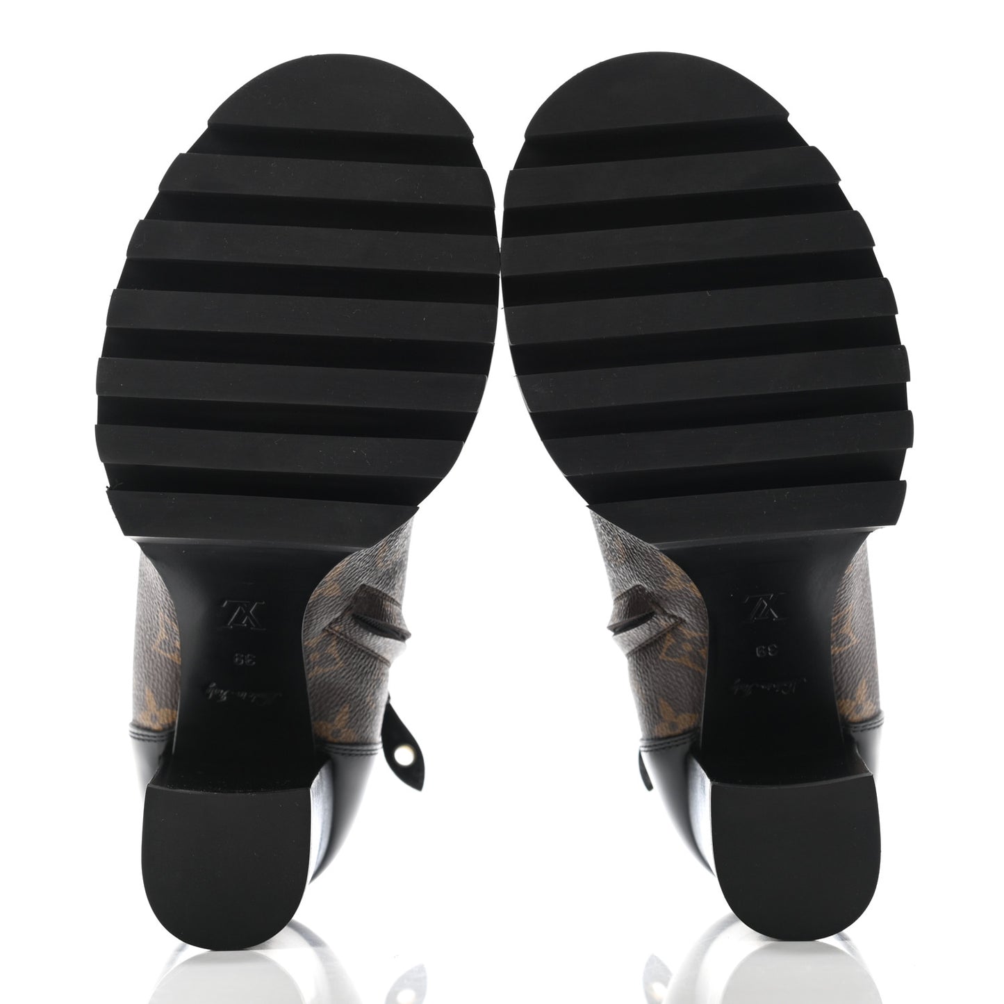 Patent Calfskin Monogram Star Trail Ankle Boots 39 Black