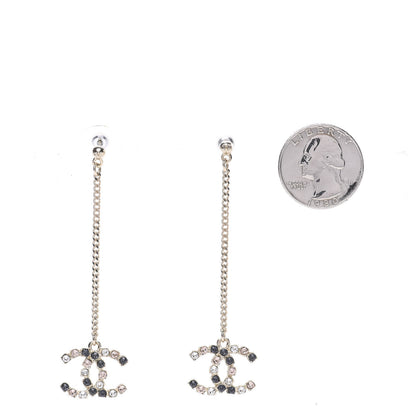 Chanel Crystal CC Drop Earrings Pink Grey Gold 2 of 5