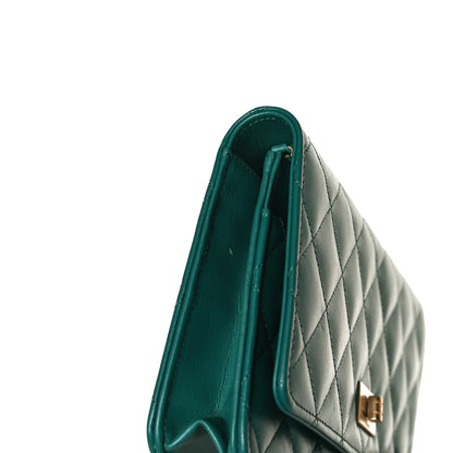 Chanel Aged Calfskin Quilted 2.55 Reissue Wallet on Chain WOC Green 12 of 13