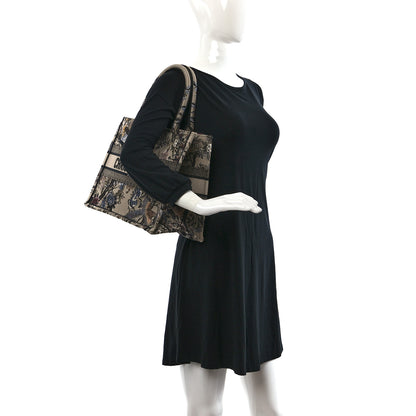 Christian Dior Canvas Embroidered Jardin D'Hiver Medium Book Tote Beige Multicolor 2 of 9