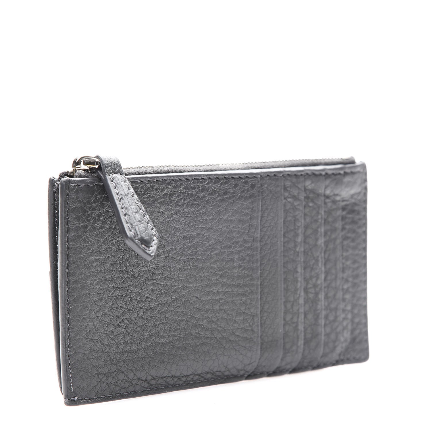 Fendi Cuoio Romano Stamp Patch Zip Card Holder Asfalto 2 of 8