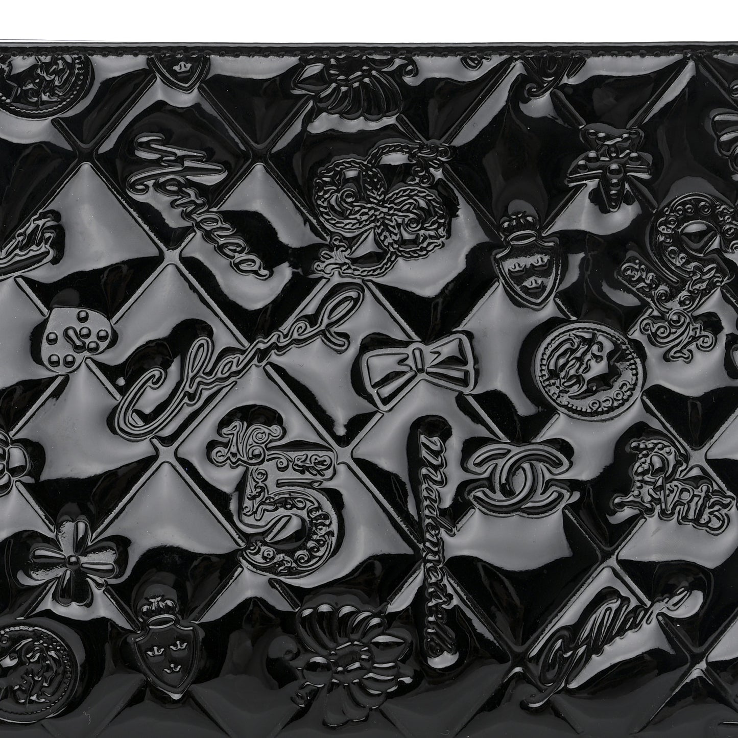 Patent Calfskin Lucky Symbols Pochette Black
